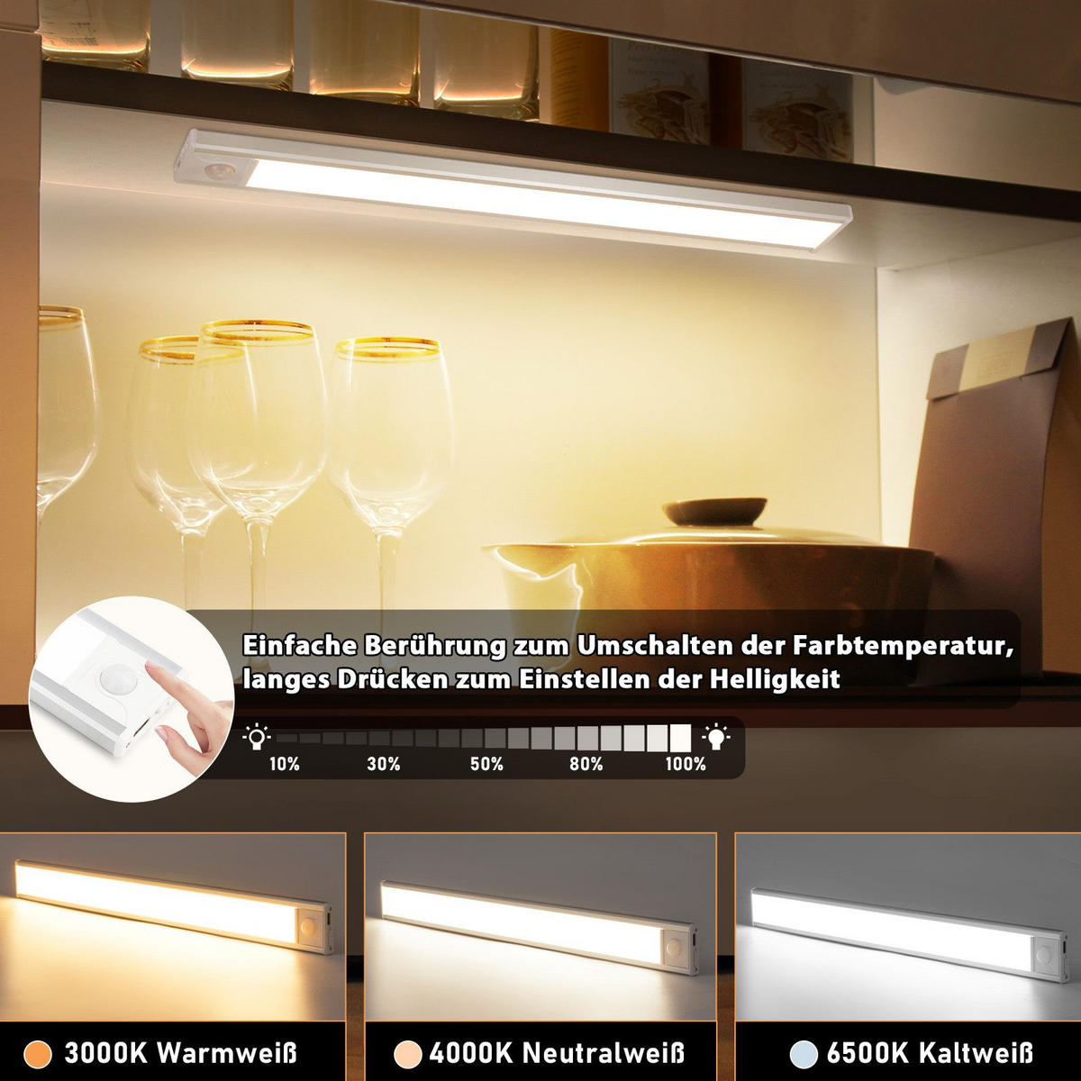 LED-UNTERBAULEUCHTE Bennett II 40/4/1cm - Silberfarben, Metall (40/4/1cm) - Nettlife