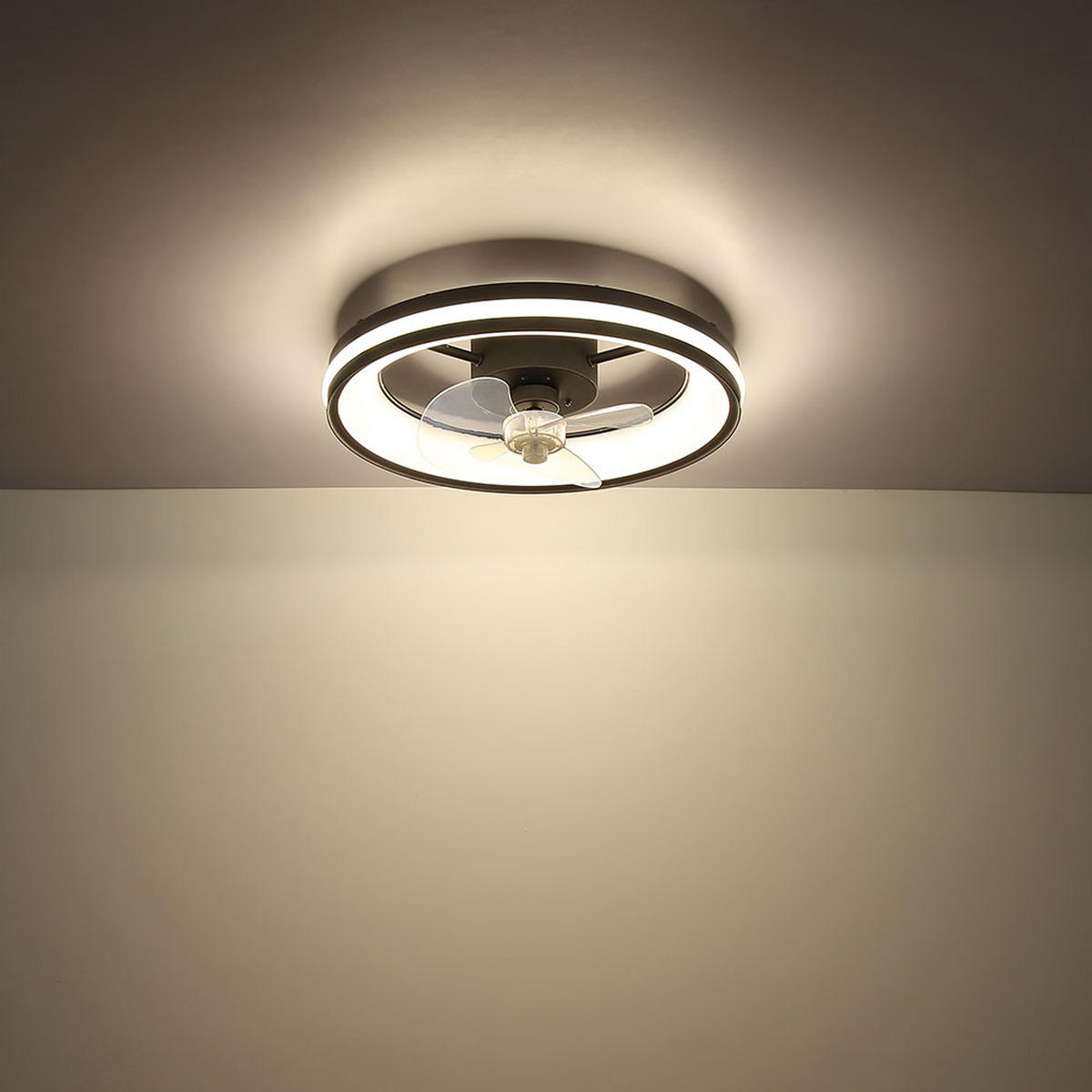 LED DECKENLEUCHTE Ventilator Metall Schwarz - Schwarz, Metall (49.5/49.5/15cm) - Globo Lighting