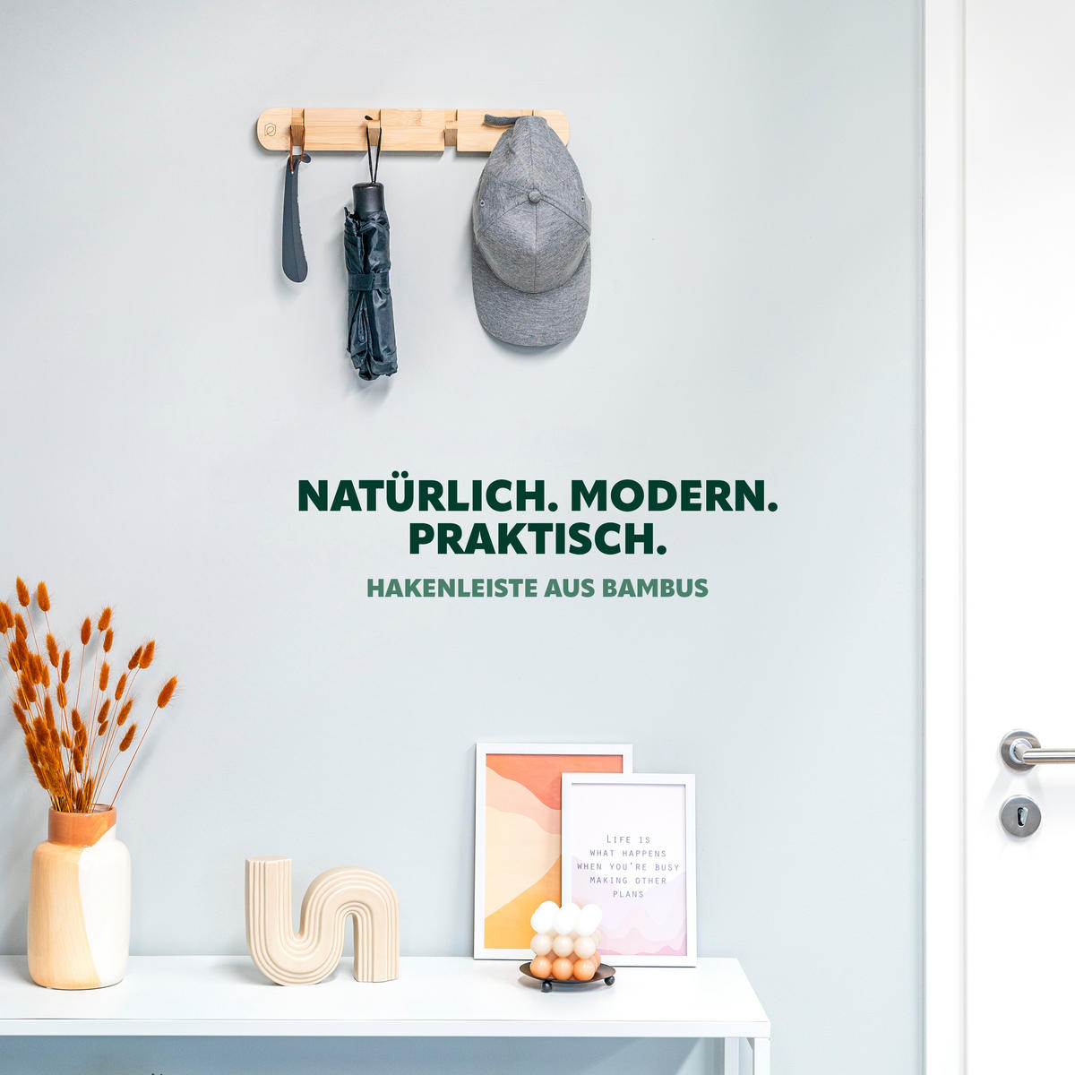 HAKENLEISTE, Bambus - Braun, Holz (40/5.5/5cm) - eluno