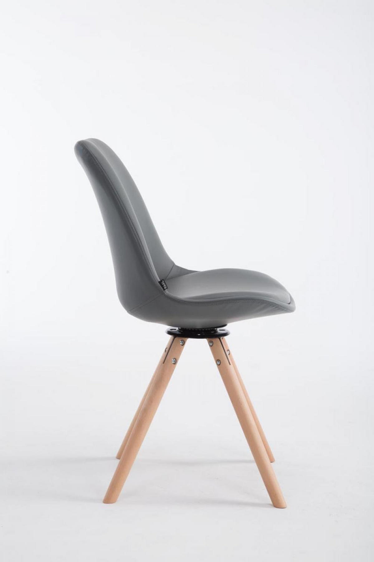 STUHL Lederlook grau - Eukalyptusholzfarben/Grau, Holz/Textil (48/84/56cm) - CLP