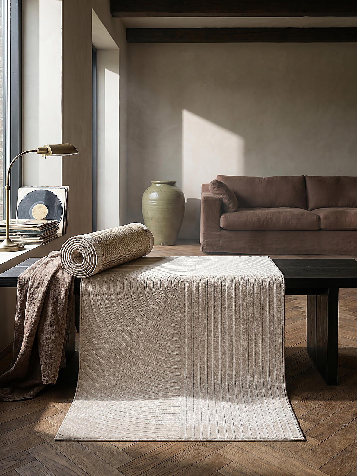 TEPPICHLÄUFER Geometrisch ERESMA Polyester Beige 80 x 300 cm - Beige, Textil (80/300cm) - KADIMA DESIGN