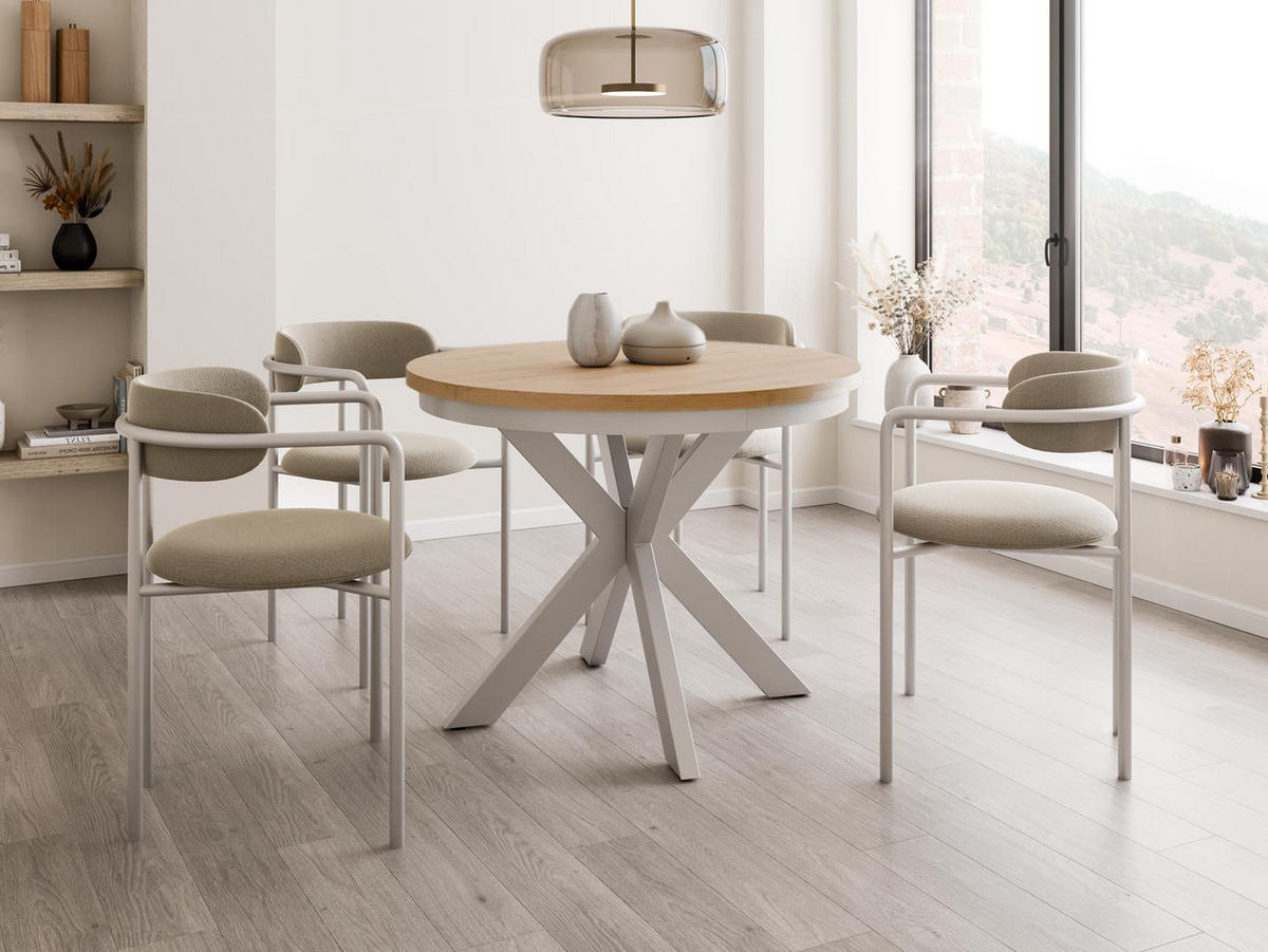 ESSTISCH modern BELLAMI Weiß - Eiche Artisan, Holzwerkstoff (100/100/75cm) - Compleo24