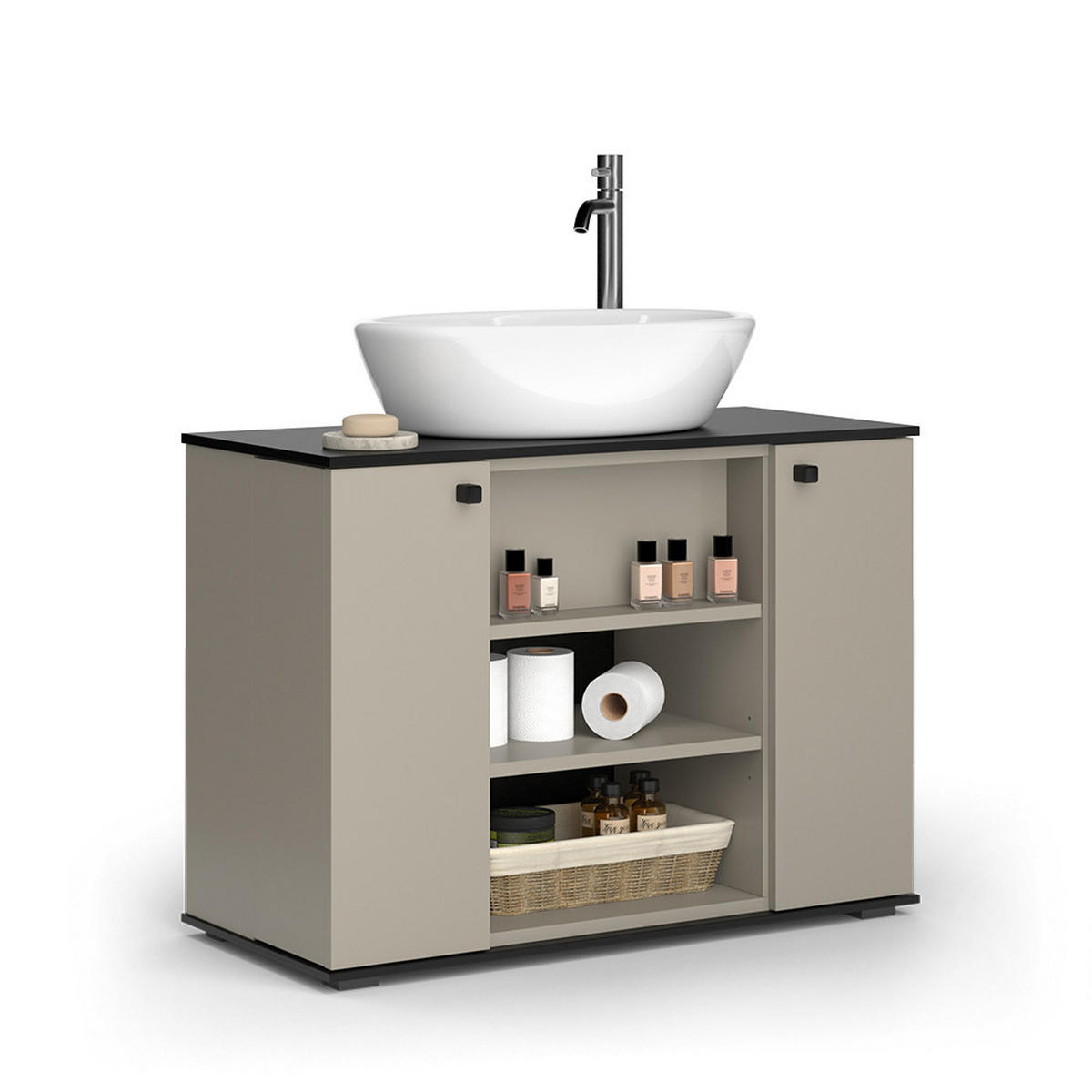 WASCHBECKENUNTERSCHRANK Joli Greige 80 x 59 cm mit 2 Türen - Greige, Holzwerkstoff (80/59/37cm) - Vicco