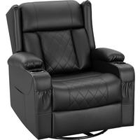RELAXSESSEL mit Liegefunktion, drehbar, Kunstleder, Schwarz - Schwarz, Kunststoff (87/103.5/94.5cm) - Woltu