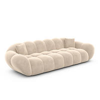 4-SITZER-SOFA Liva Creme Samtstoff - Creme, Textil (265/70/93cm) - VAROYAL