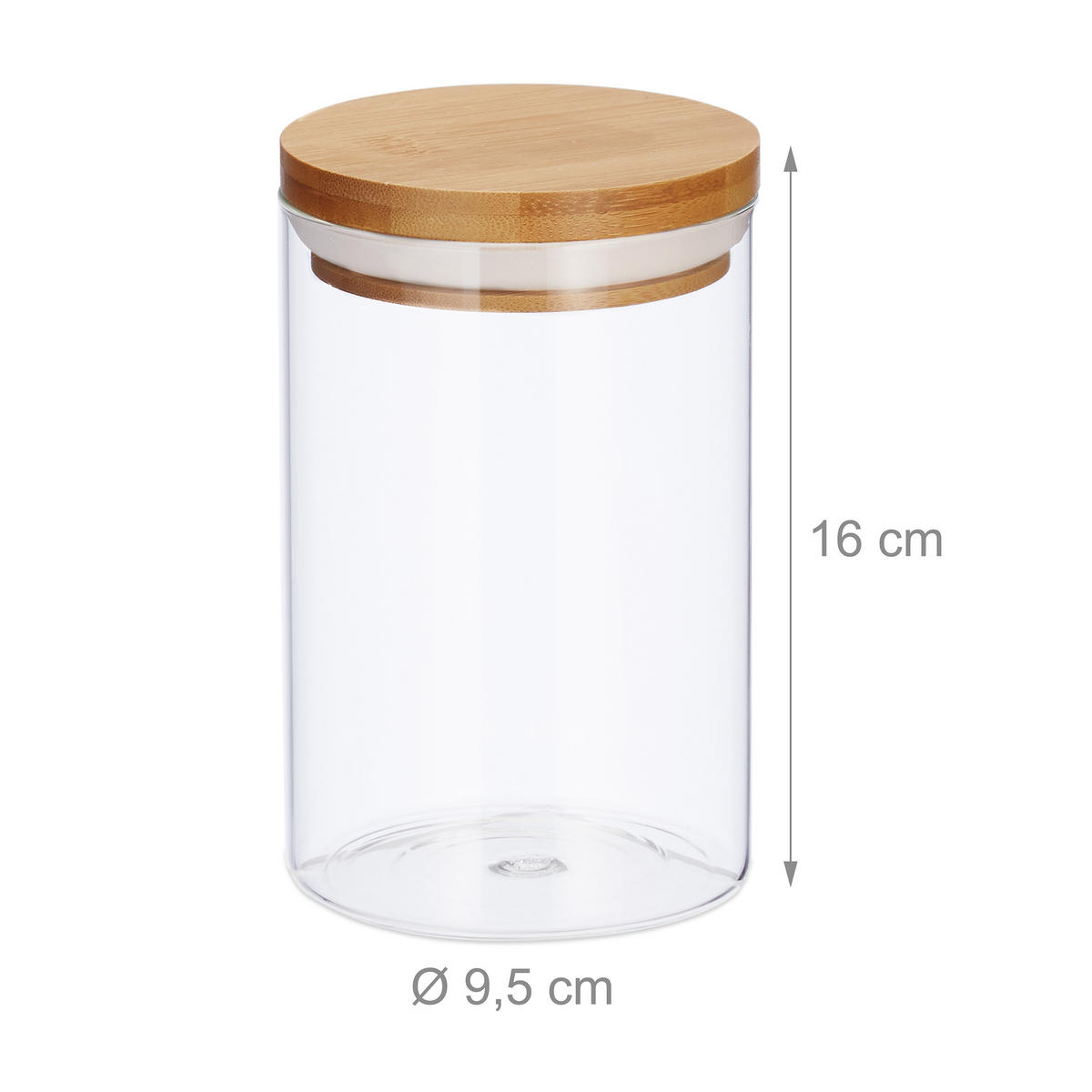 3XVORRATSDOSEN - Transparent, Glas/Holz - Relaxdays