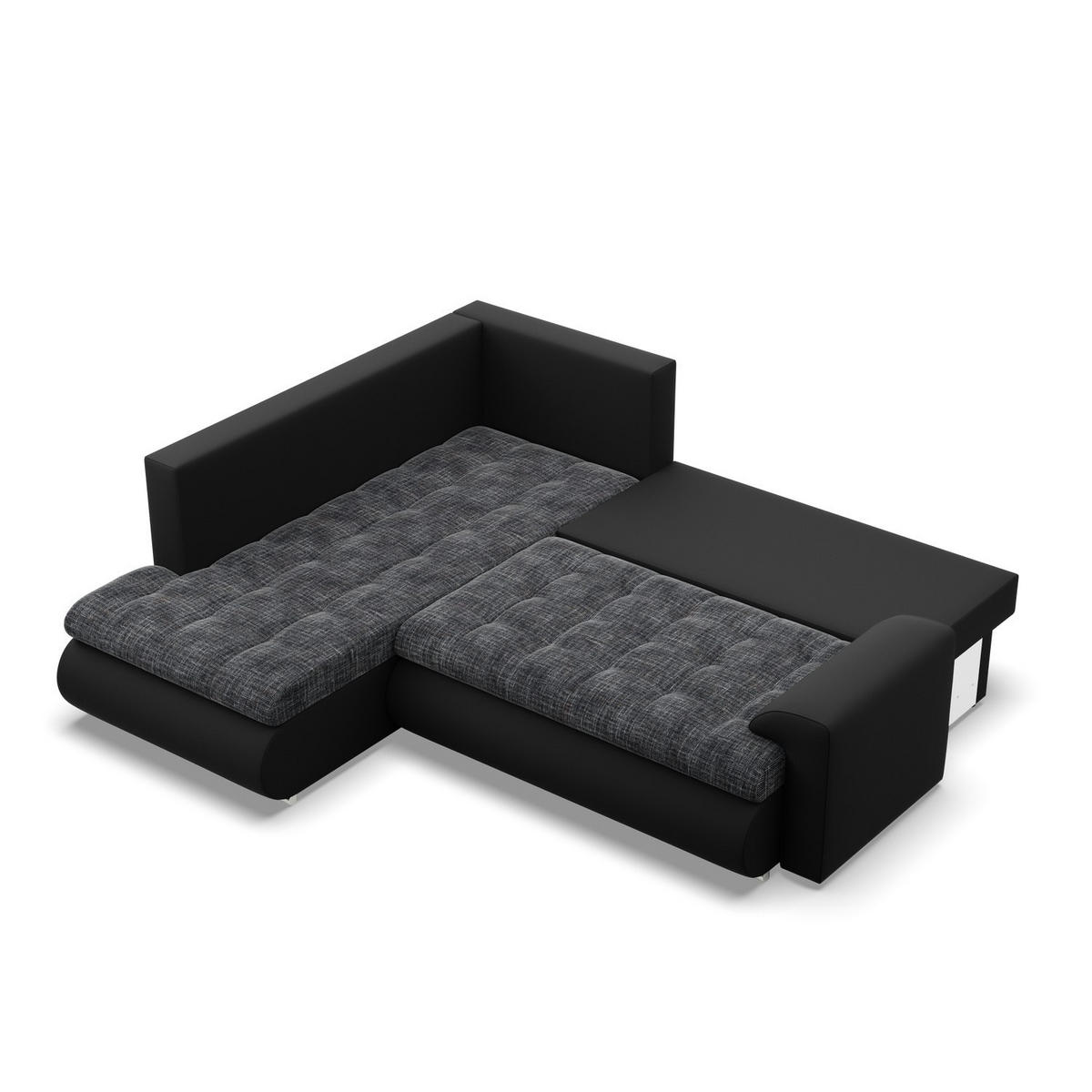 ECKSOFA LINKS MIT SCHLAFFUNKTION FORESTA, Schwarz + Schwarz - Schwarz, Textil (230/200cm) - Mebligo