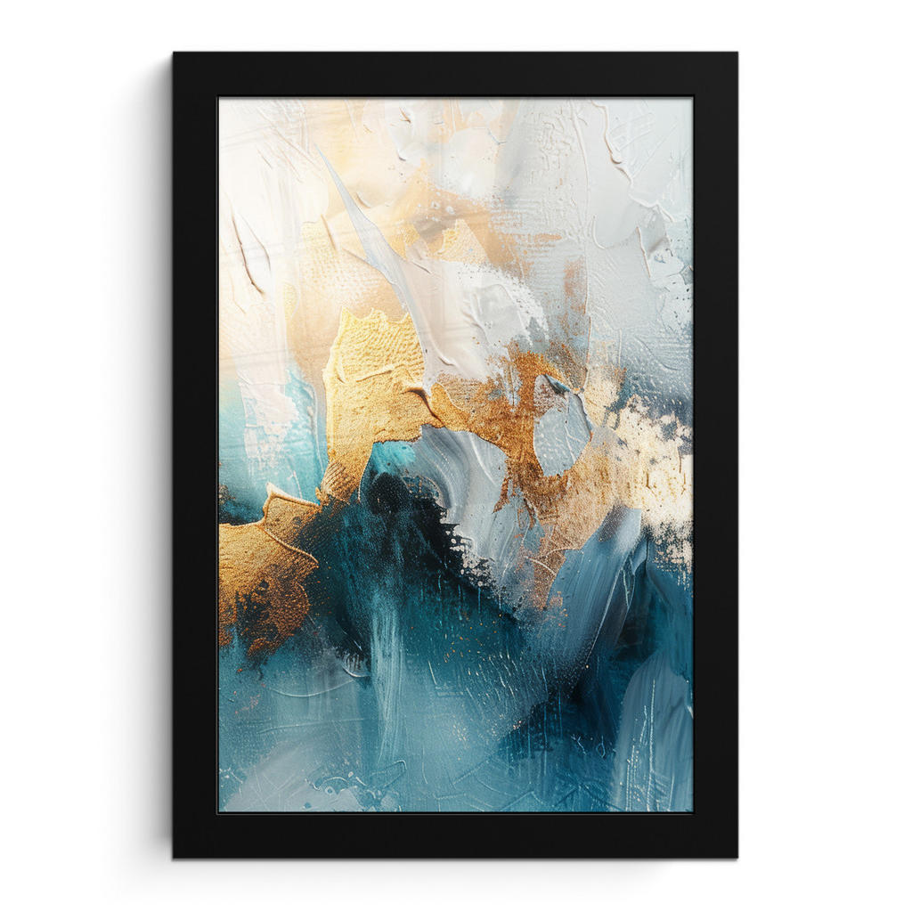 MuchoWow PLAKÁT V RÁMU Abstraktní - umění - zlatá - modrá 20x30 cm