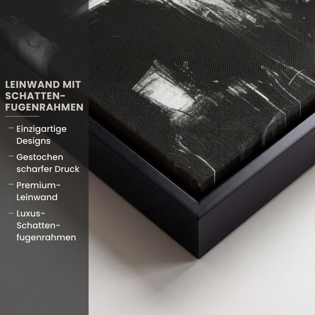 LEINWAND Bilder mit Rahmen - Malerei - Figuren - Schwarz - Abstrakt - 60x40 - Schwarz, Textil (60/40cm) - MuchoWow