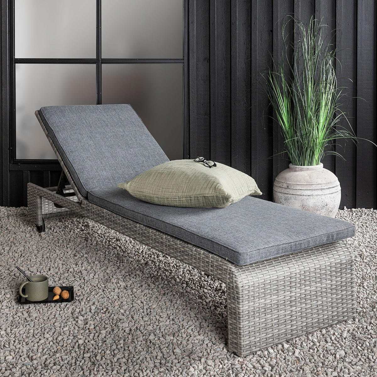 GARTENLIEGE - Grau, Kunststoff (196/32/60cm) - home24