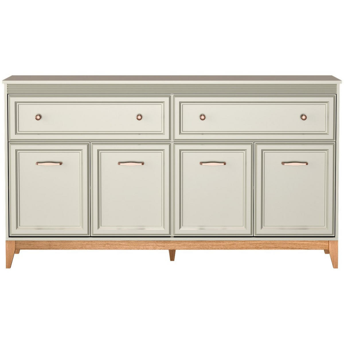 KOMMODE Charlott mit 2 Schubladen und 4 Türen - Kaschmir/Eichefarben, Holz/Holzwerkstoff (179/100/40.5cm) - Beautysofa