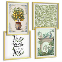 BILDER SET 4er Set - 50x50 cm & 40x60 cm Goldrahmen - Grüne Blätter exotischer Pflanzen - Goldfarben, Kunststoff (50/50cm) - TULUP
