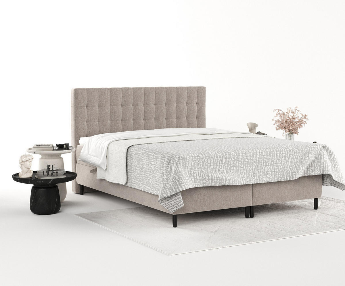 BOXBETT Divine Hellbraun 180/200 cm - Hellbraun/Schwarz, Holz/Holzwerkstoff (180/200cm) - Maison de Reve