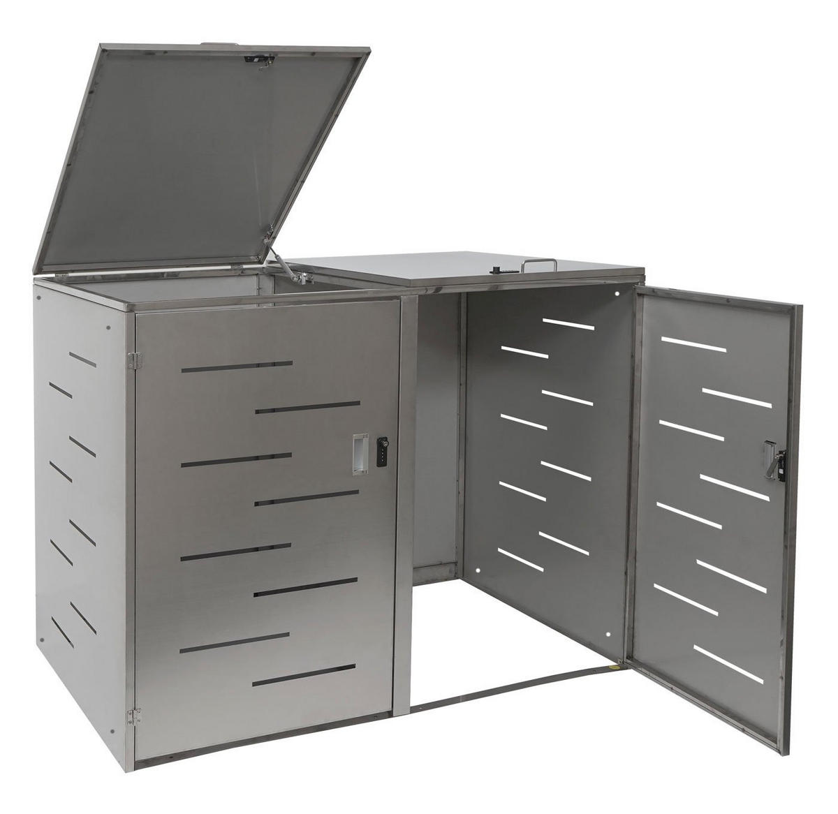 MÜLLTONNENBOX XL 2er 116x141x98cm erweiterbar Edelstahl 50kg - Silberfarben, Metall (141/116/98cm) - PROREGAL