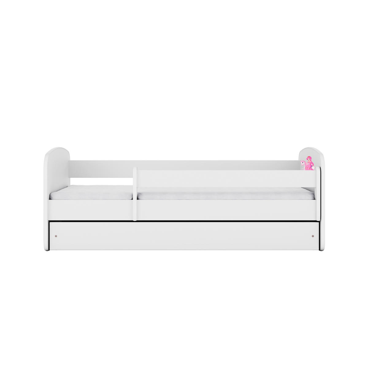KINDERBETT Prinzessin zu Pferd mit Schublade und Matratze 180/80 - Weiß, Holzwerkstoff (80/180cm) - RAUMHIRSCH FURNITURE