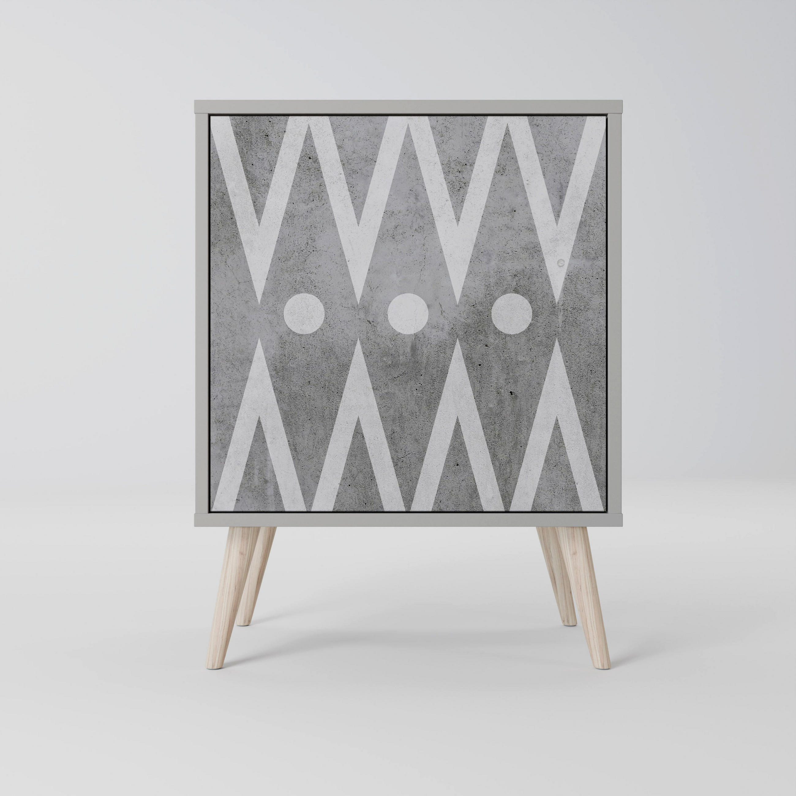 SIDEBOARD SHARP EDGES, Grau, 57,5x42x77,5 cm, Schräge Buchenholzfüße - Buchefarben/Multicolor, Holzwerkstoff/Buchenholz (57.5/77.5/42cm) - SpaceRebels