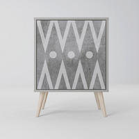 SIDEBOARD SHARP EDGES, Grau, 57,5x42x77,5 cm, Schräge Buchenholzfüße - Buchefarben/Multicolor, Holzwerkstoff/Buchenholz (57.5/77.5/42cm) - SpaceRebels