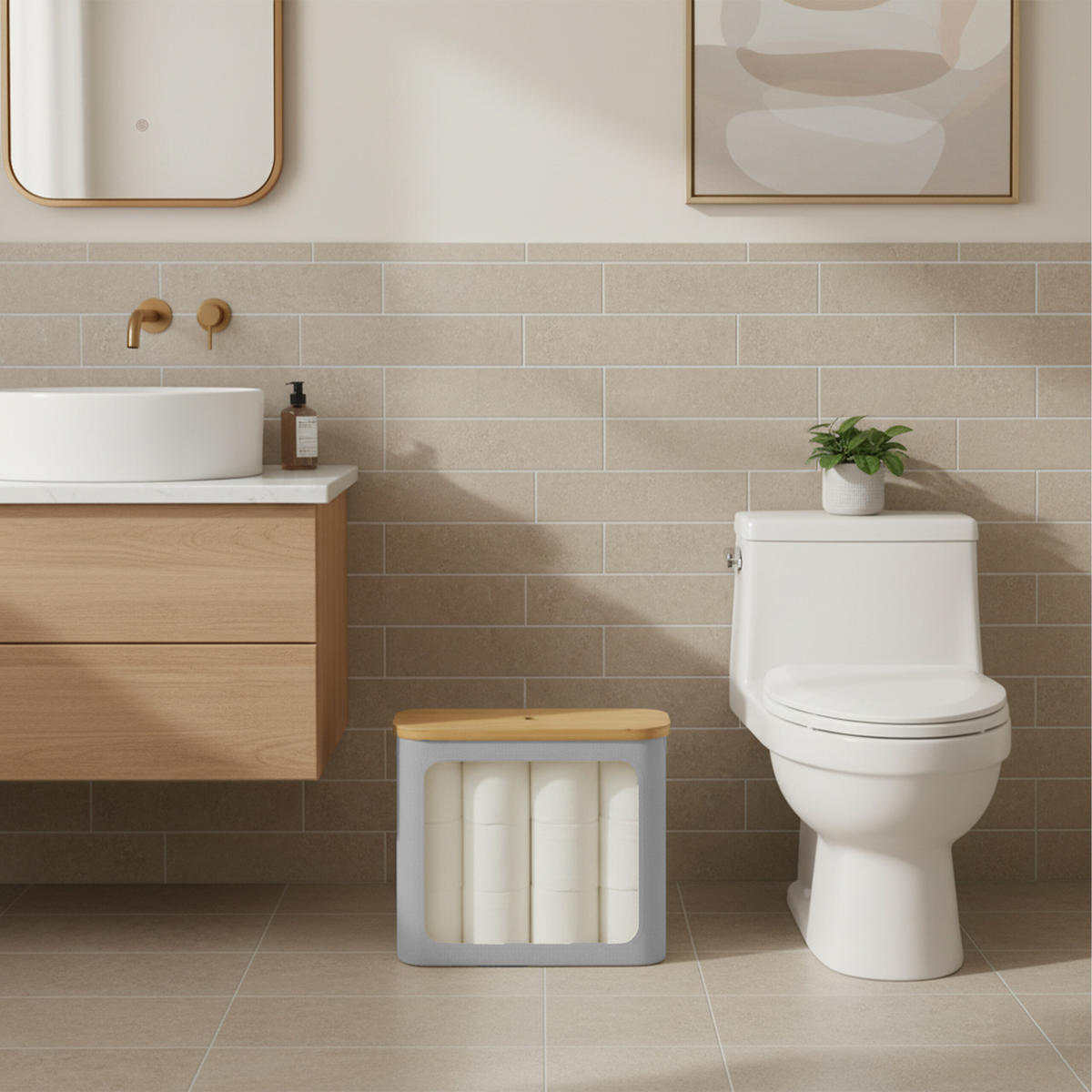 TOILETTENPAPIER-AUFBEWAHRUNG - Grau, Holz/Kunststoff (43/36/17cm) - Relaxdays