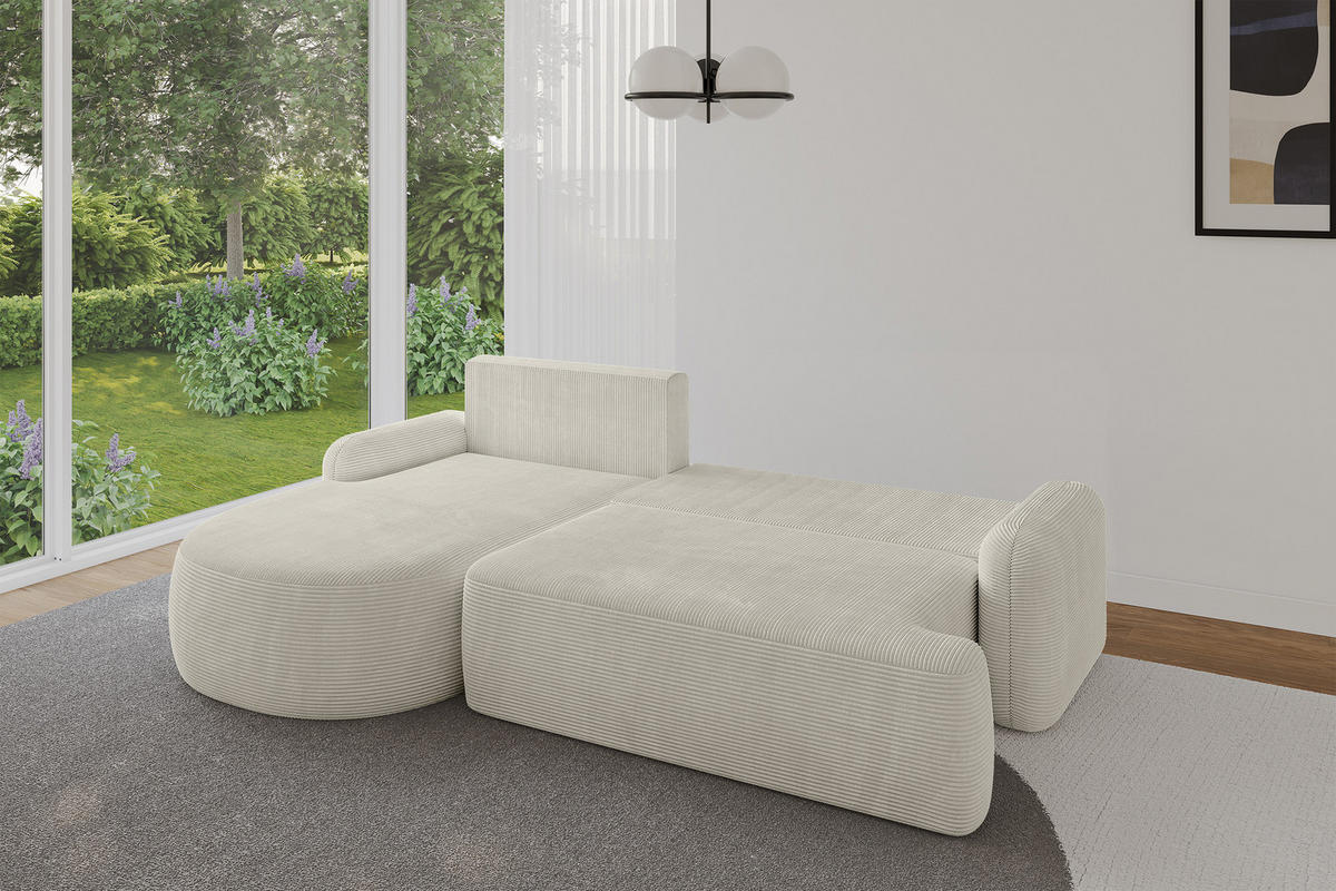ECKSOFA mit Schlaffunktion und Bettkasten LIRA-L - 264x172x89 Hellgrau - Hellgrau, Holzwerkstoff/Textil (264/172cm) - ALTDECOR