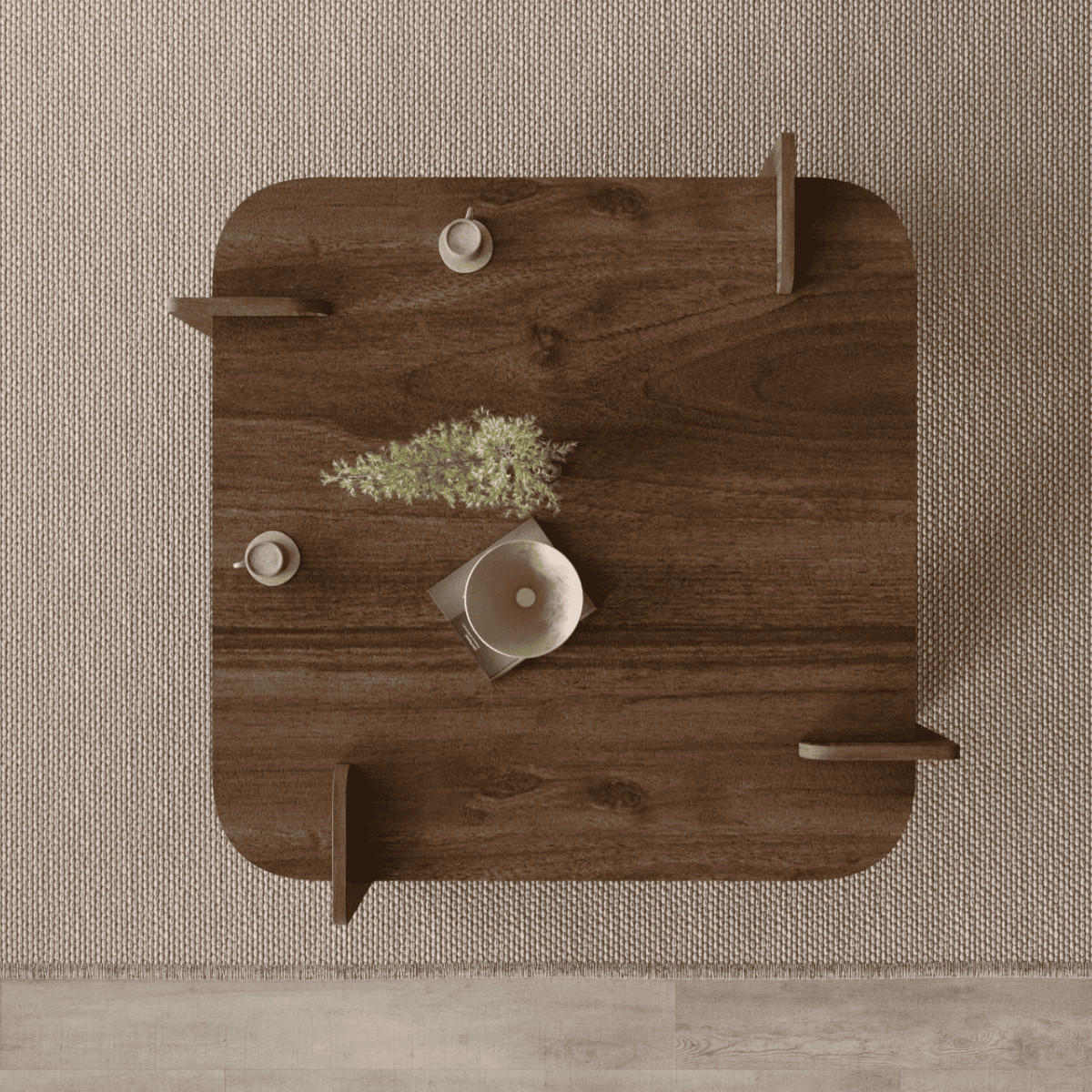 COUCHTISCH mit quadratischer platte 90/90/35 cm - Naturfarben, Holzwerkstoff (90/90/35cm) - Calicosy