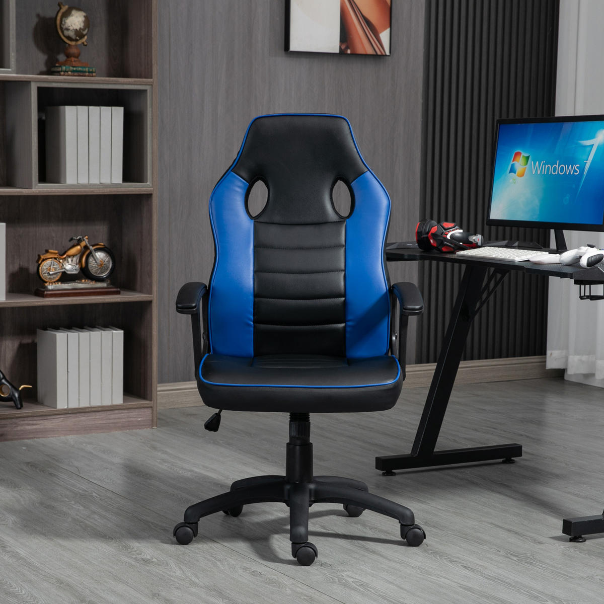 GAMINGSTUHL Kinder Schwarz/Blau - Blau, Kunststoff (63/107/66cm) - SVITA