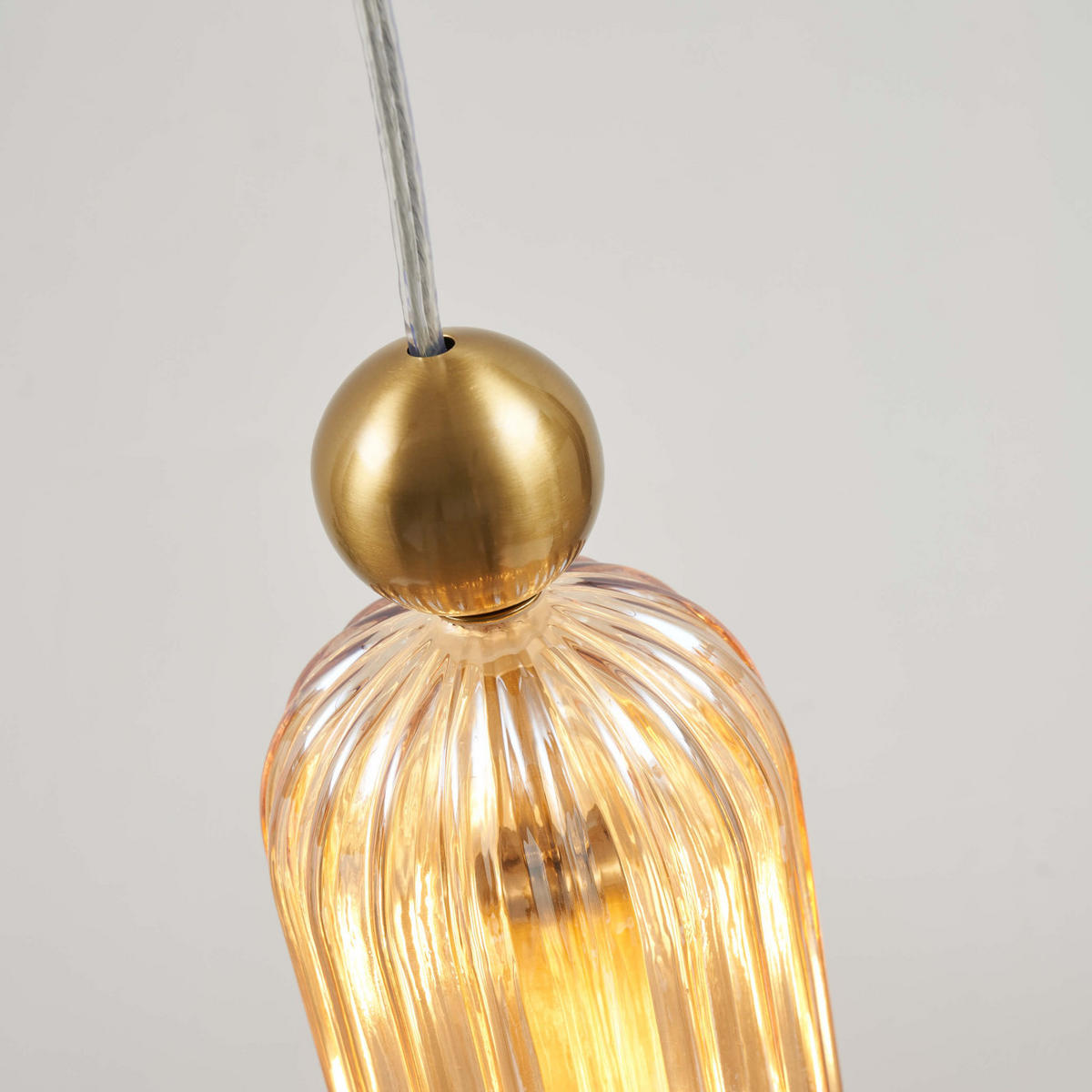 HÄNGELEUCHTE Leonora, Bernstein und Messing, 35cm - Goldfarben, Glas (10/10/35cm) - KOSILUM