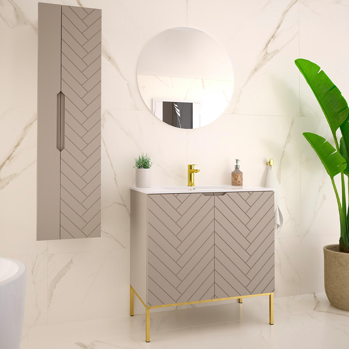 WASCHTISCH 80cm Daria Kaschmir - Beige, Holzwerkstoff (80/82/45.8cm) - Petits-meubles