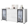 SIDEBOARD Caro SB 150 2D3S mit weißer LED Beleuchtung - Schwarz/Weiß, Holzwerkstoff/Kunststoff (150/70/40cm) - MIRJAN24