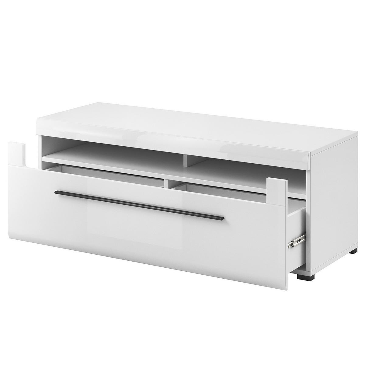 WOHNWAND - 4-teilig - Weiß Hochglanz/Schwarz, Holzwerkstoff/Kunststoff (310/204/50cm) - home24