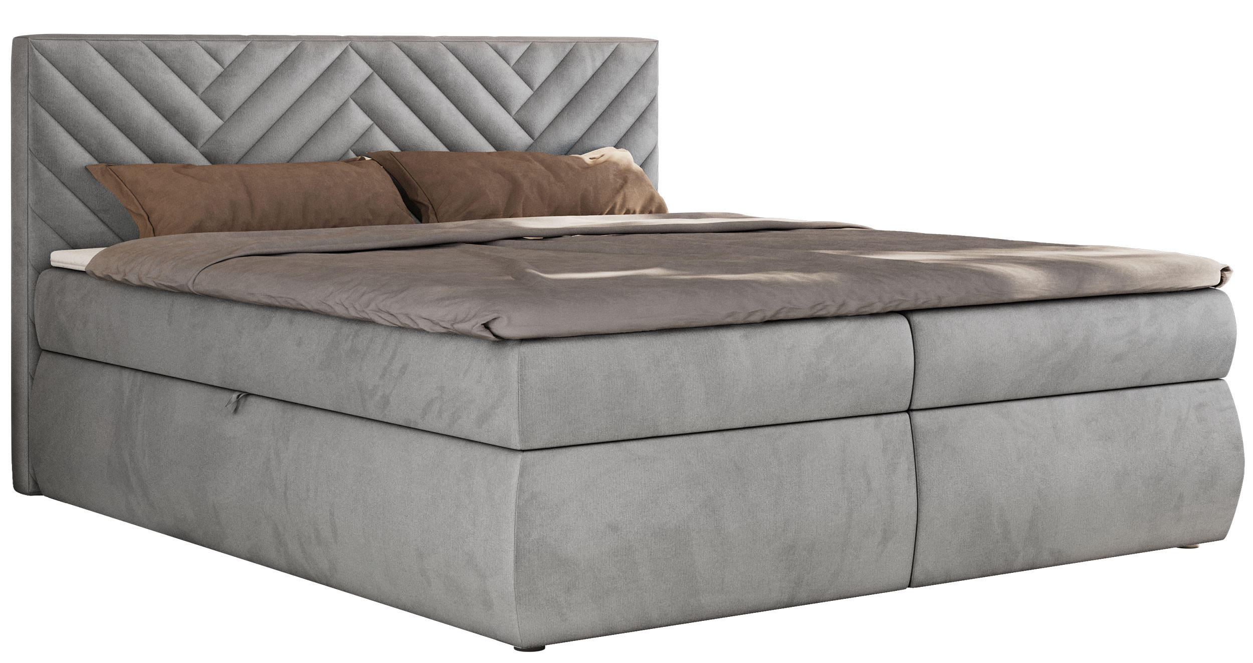 BOXBETT AVERTA 140/200 - Hellgrau Velvet - H3 - Hellgrau, Textil (140/200cm) - MKS