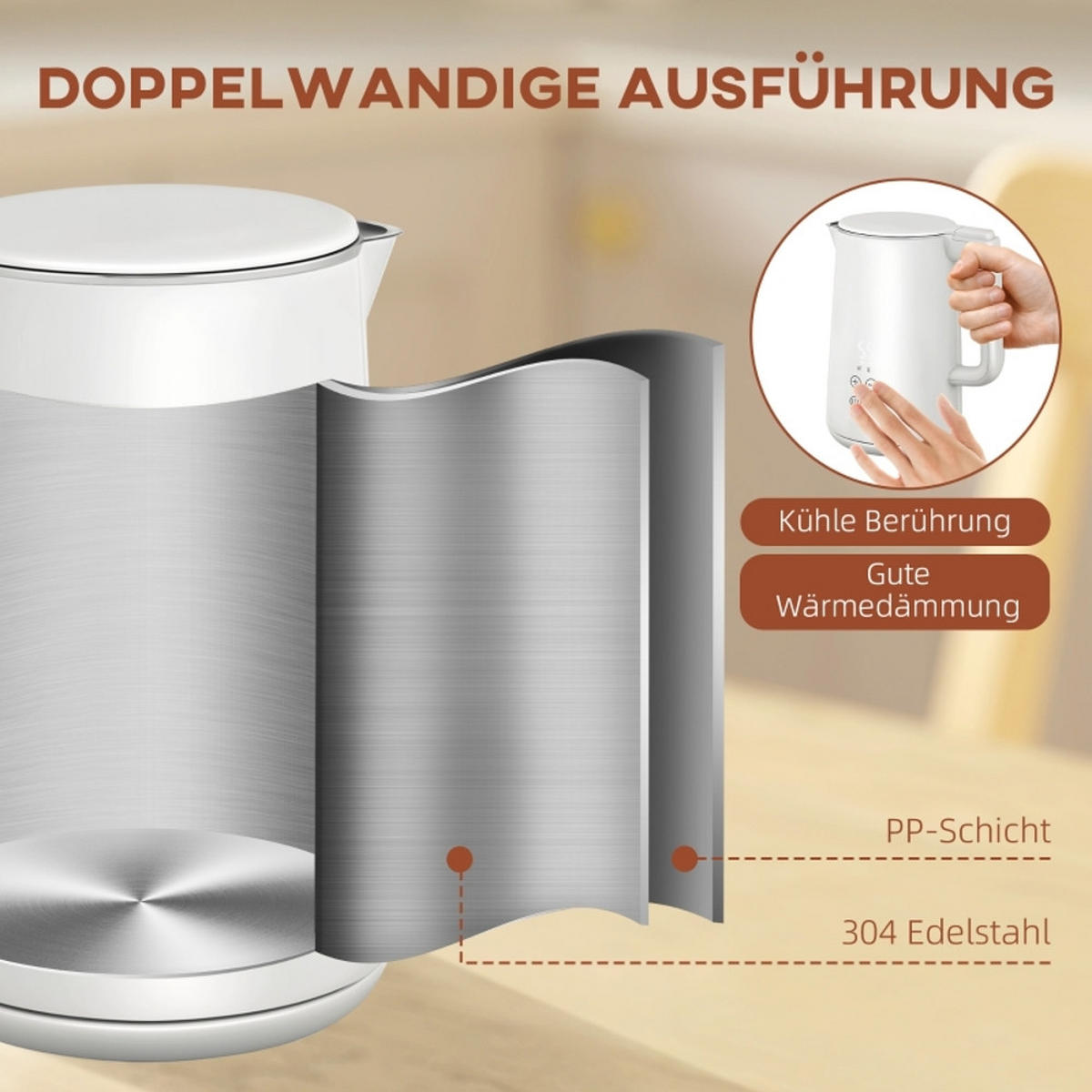WASSERKOCHER-TOASTER Toaster Set 2200W 1,5L Weiß 21,5/15,5/25,1 cm - Weiß, Kunststoff (15.5/25.1/21.5cm) - Rolipo