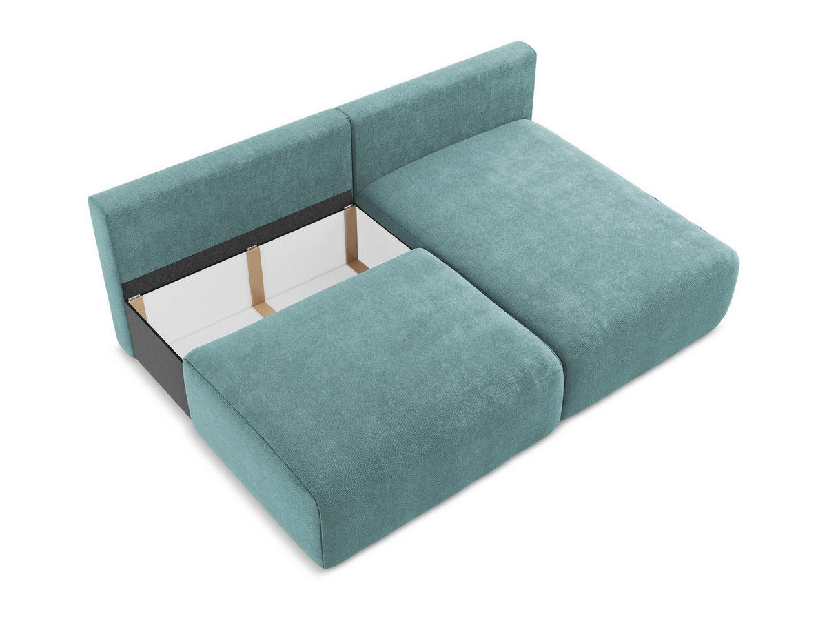 ECKSOFA mit Schlaffunktion rechts Chenille Stoff Blau - Blau/Beige, Kunststoff/Textil (210/149cm) - Makamii