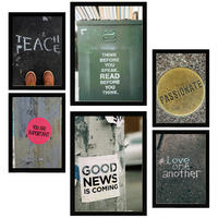 POSTER Set Mit 6 Inspirierende Straßensätze Urban Art A3 & A4 Schwarzer Rahmen - Schwarz, Papier (29/3cm) - Nacnic