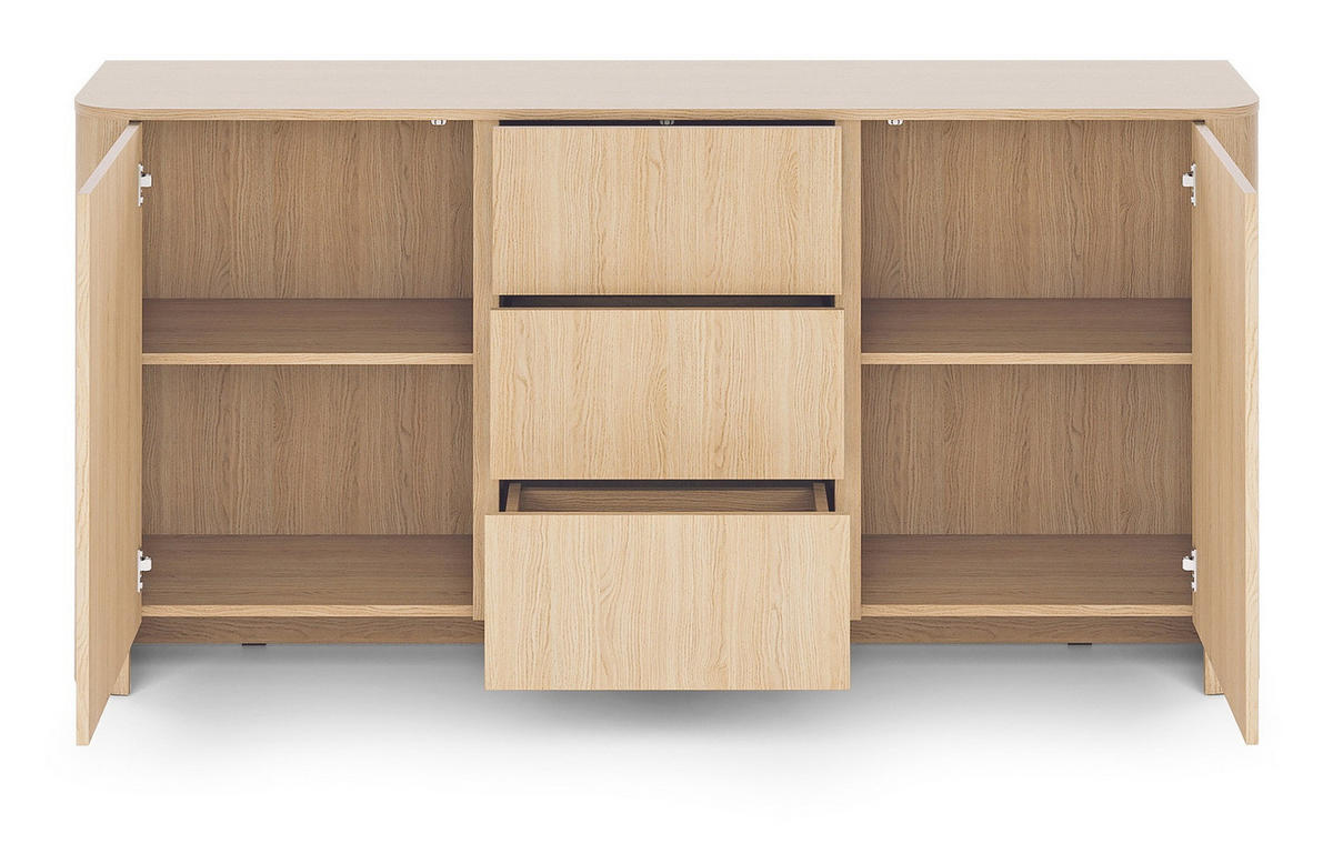 KOMMODE 168 cm Mezzano mit Schubladen, 2 Türen, Eiche Vicenza - Eichefarben, Holz (168/84/39cm) - Emporius