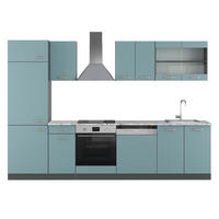 KÜCHE R-Line Blau-Grau/Anthrazit 300 cm, AP Marmor - Anthrazit/Blaugrau, Holzwerkstoff (300/81.6/60cm) - Vicco