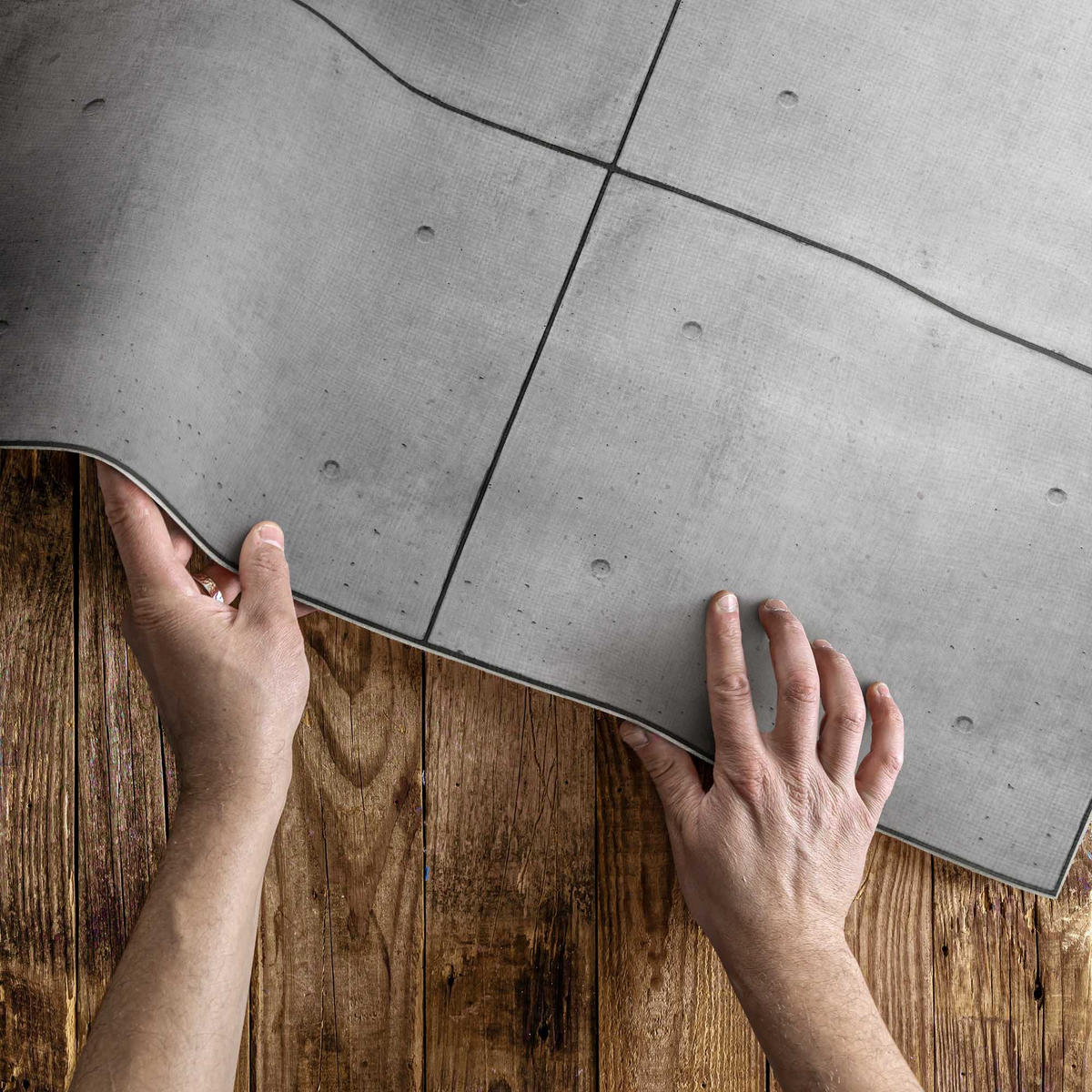 TEPPICH 60x90 cm Rohplatten Optik - Schieferfarben, Kunststoff (60/90cm) - Wallfluent