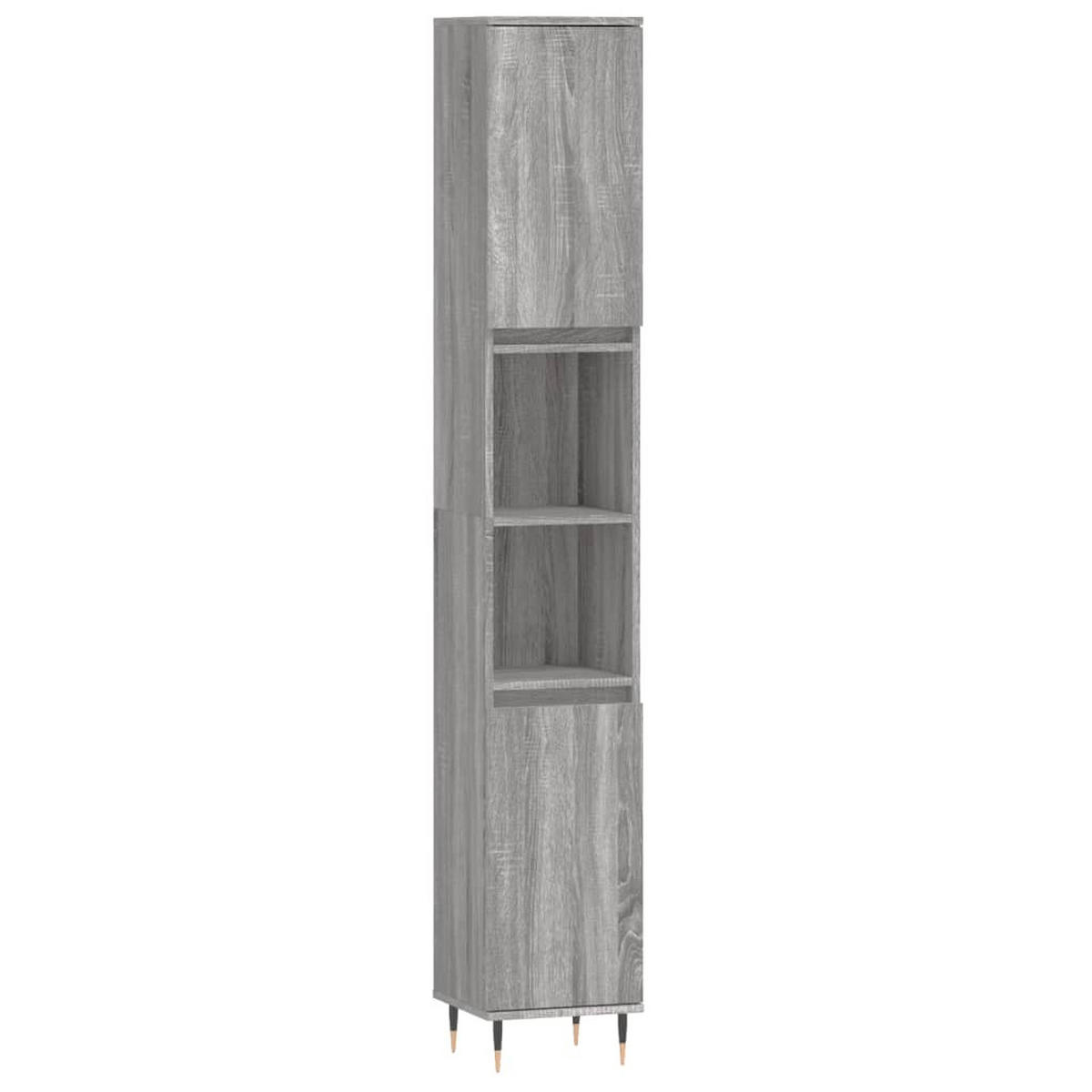 BADMÖBEL-SET 3-TLG. Grau Sonoma Holzwerkstoff - Grau, Holzwerkstoff (30/190/30cm) - vidaXL