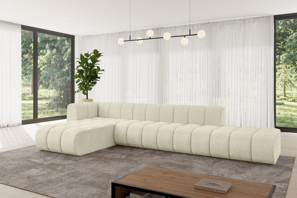 ECKSOFA modulares Sofa Zuvon-L2 - 387x177x70 cm Beige - Beige, Holzwerkstoff/Textil (387/177cm) - ALTDECOR