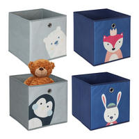 4XKINDERAUFBEWAHRUNGSBOXEN - Multicolor, Wellpappe/Textil (30/30cm) - Relaxdays