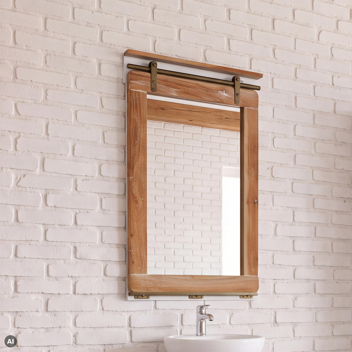 SPIEGEL Mango 60x8x100 weiß lackiert RAILWAY #563 - Weiß, Holz (60/100/8cm) - Massivmoebel24