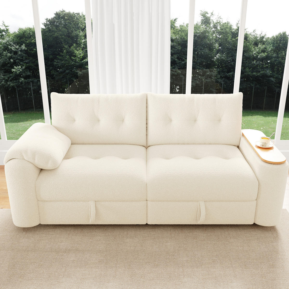 SOFA modular mit Stauraum 207,5 x 80 x 87 cm Teddy Beige - Beige, Kunststoff (207.5/87/80cm) - Meubliv