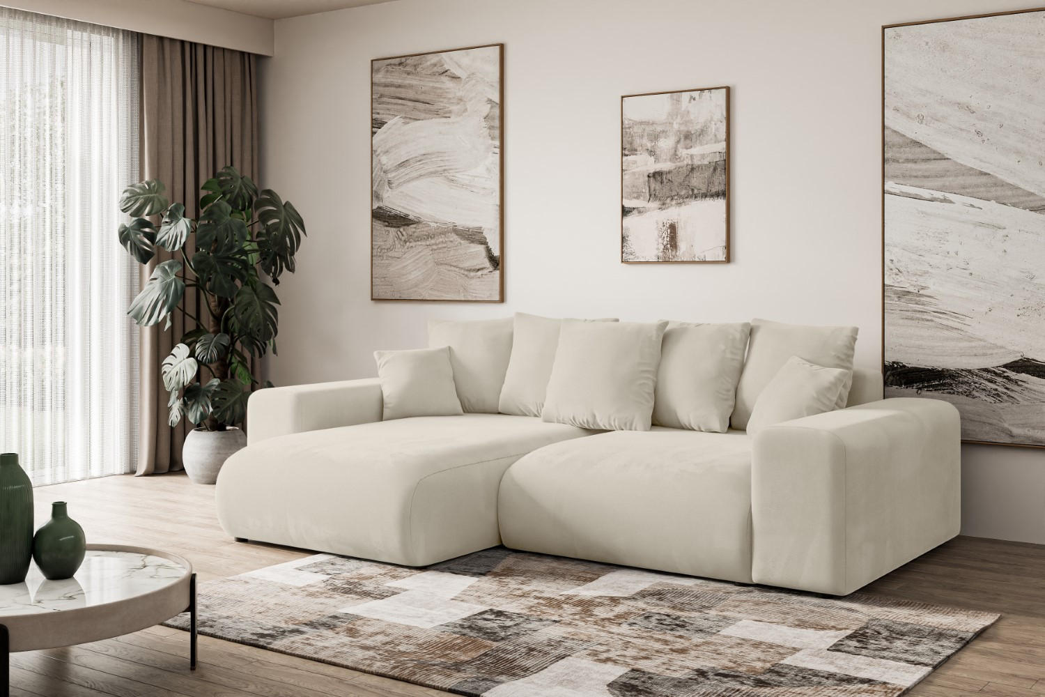 Thumbnail - Altdecor Ecksofa, Cappuccino, Textil, 4-Sitzer, L-Form, 266x176 cm, Wohnzimmer, Sofas & Couches, Wohnlandschaften, Eckso...