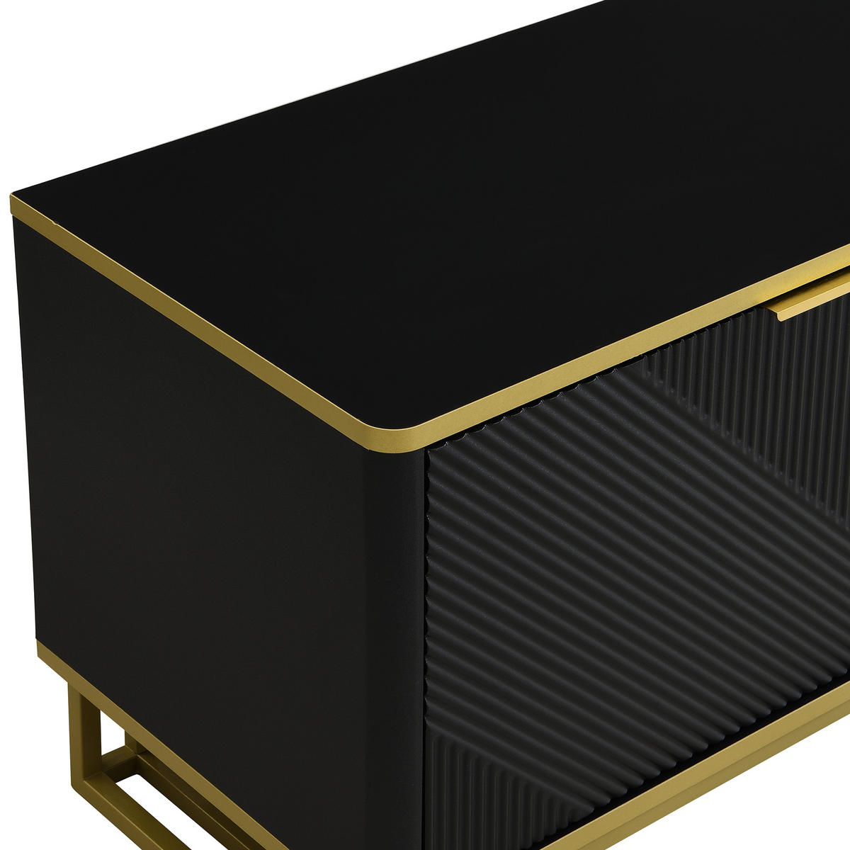 TV-ELEMENT160X37,5X48CM SchwarzGold Lowboard mit 4 Türen und Kabelmanagement - Schwarz, Holz (45.09/14.61/175.26cm) - Raelunyi