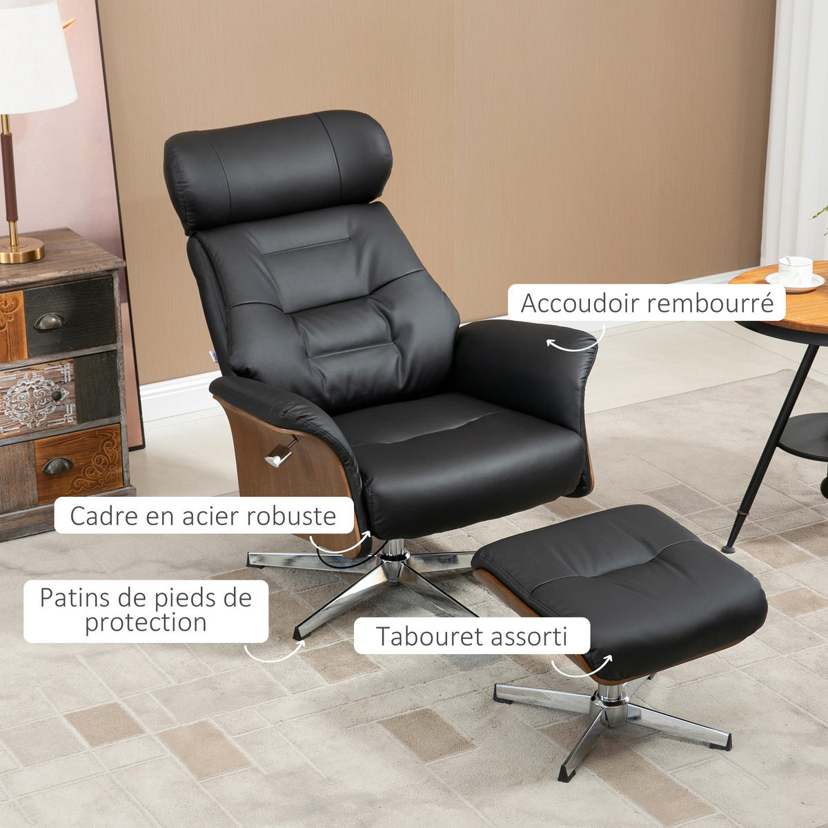 RELAXSESSEL DE-17406 Schwarz - Schwarz, Metall (80/108/84cm) - ComfortXL