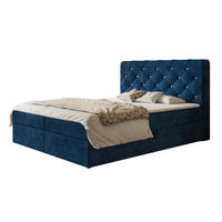 BOXBETT BOSTON mit 2 Bettkästen, 160x200, Farbe: Dunkelblau, Velourstoff, Doppelbett mit Bonell-Matratze - Dunkelblau, Holz/Kunststoff (160/200cm) - Alpi-Möbel