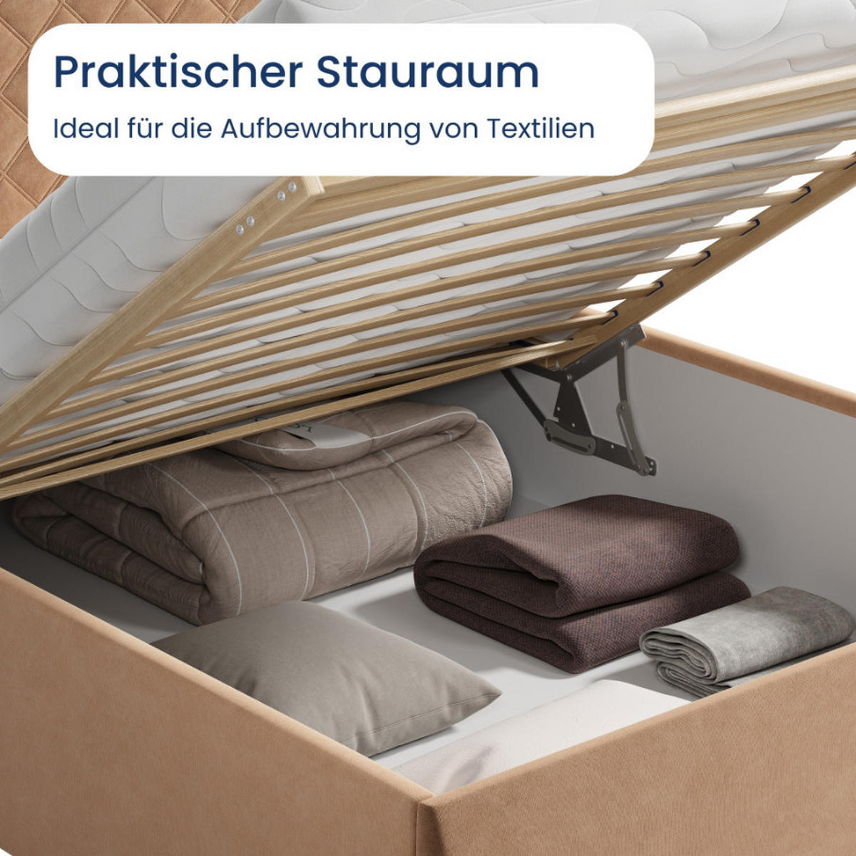 POLSTERBETT 100x200 cm Bonnellfederkernmatratze H2 in Beige - Beige, Textil (100/200cm) - Home Collective