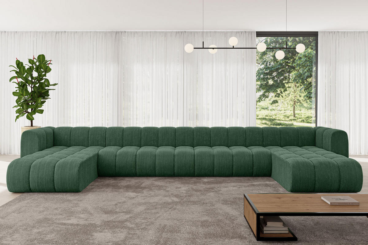 WOHNLANDSCHAFT modulares Sofa Joren-U3 - 501x177x70 cm Grün - Grün, Holzwerkstoff/Textil (501/70/177cm) - ALTDECOR