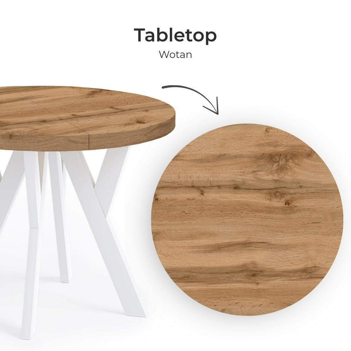 ESSTISCH Runder Ausziehbarer PERO 90/140, Eiche Wotan / Weiß - Eiche Wotan/Weiß, Holz (140/90/77cm) - Dekori_Interiors
