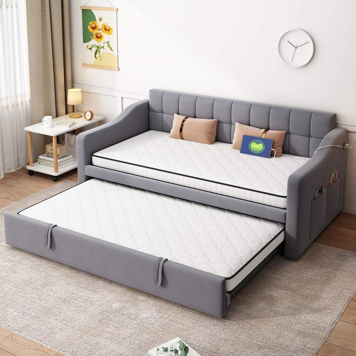 BOXSPRINGMATRATZE 90/200 cm Weiß, Dicke: 10 cm, Härtegrad: H3 - Weiß, Textil (90/200cm) - Oxeza
