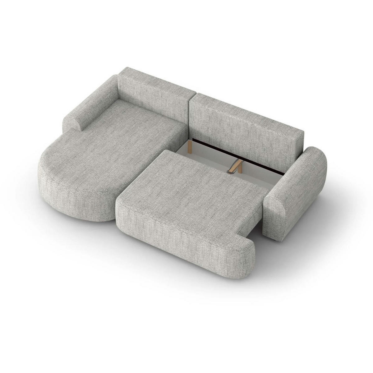 ECKSCHLAFSOFA Olivio L Beige - Beige/Schwarz, Kunststoff/Textil (266/170cm) - Beautysofa